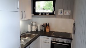 Moderne Küche mit Backofen, Geschirrspüler und Cerankochfeld